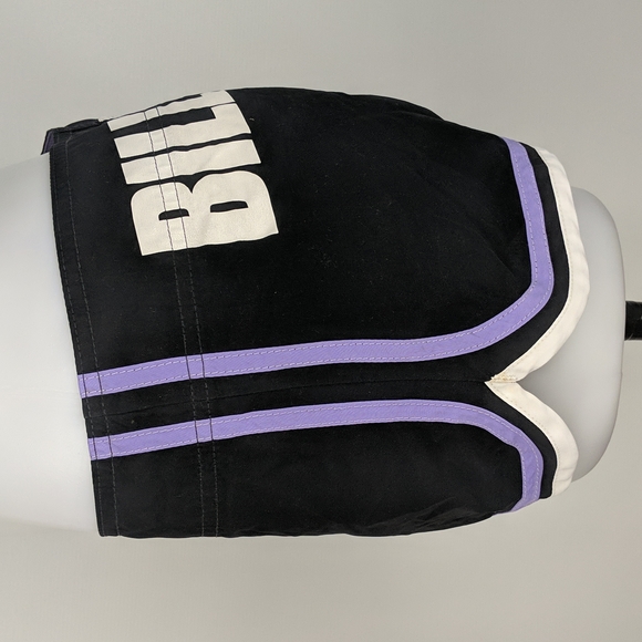 Billabong Womens Board Shorts Size 10 Black White Purple Trim Pearl Snap Zip-Fly - Picture 3 of 12